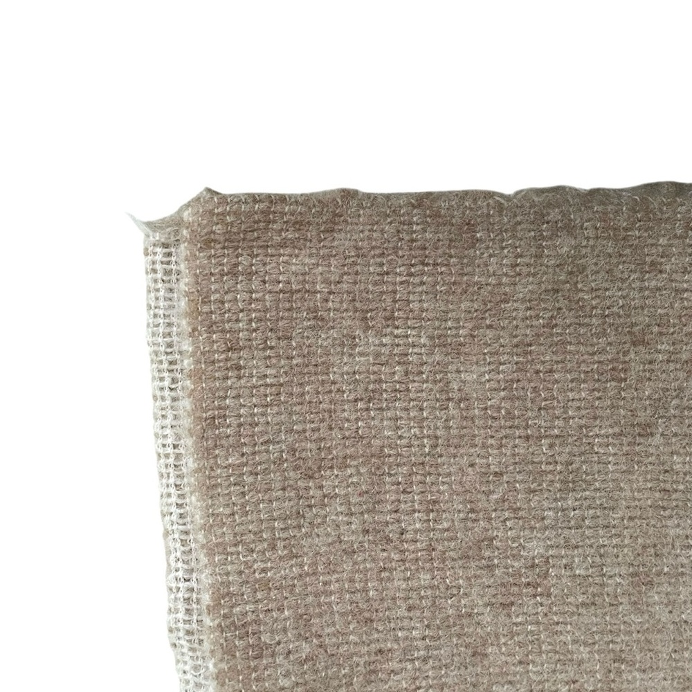 Handmade Handwoven Wool Striped Throw Blanket Tan Grey - Picture 7 of 11